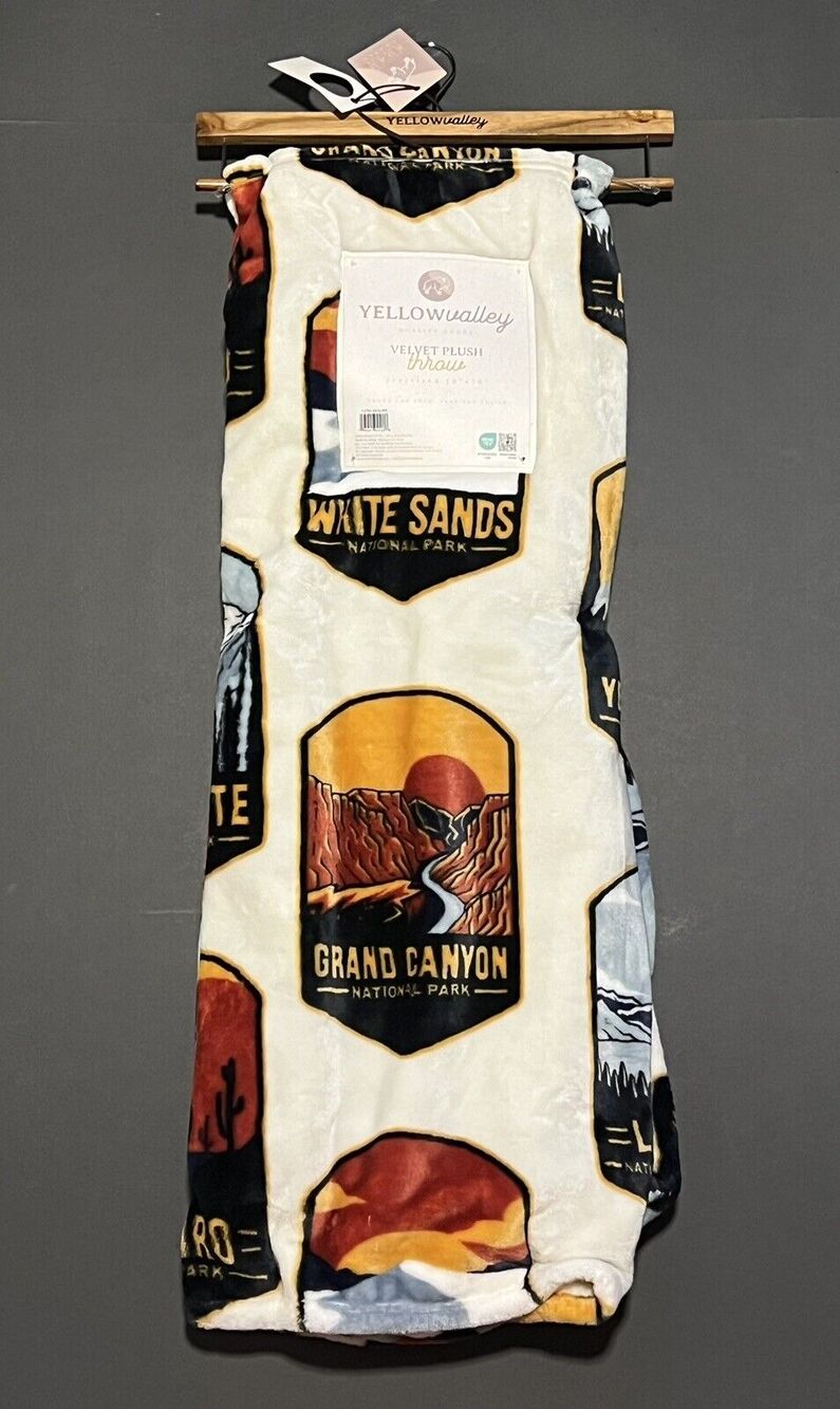 National Parks Plush Fleece Throw Blanket 50X70” Yosemite White Sands Lake Clark